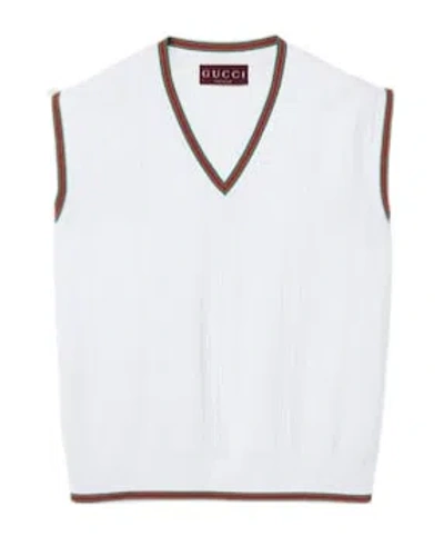 Gucci Stretch Viscose Vest Top With Web In White