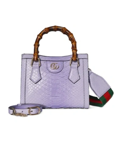 Gucci Diana Small Python Tote Bag In Purple