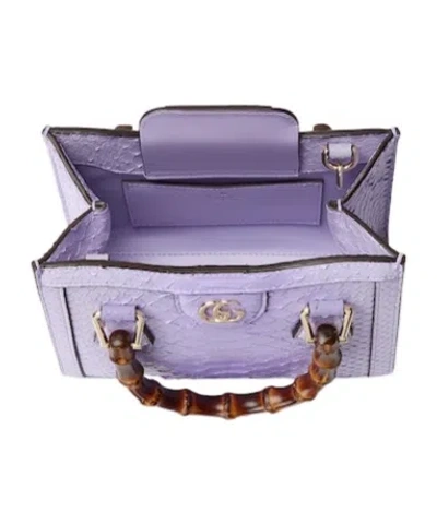 Gucci Diana Small Python Tote Bag In Purple
