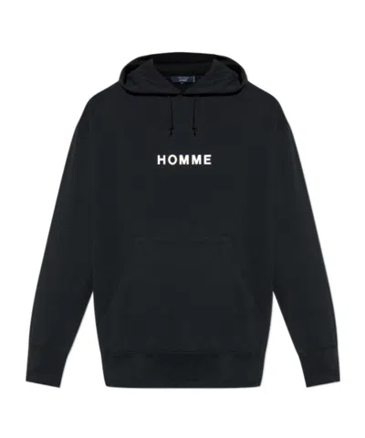 Comme Des Garçons Relaxed-fit Black Hoodie With Front Logo Print In Black
