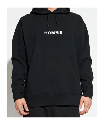 Comme Des Garçons Relaxed-fit Black Hoodie With Front Logo Print In Black