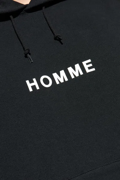 Comme Des Garçons Relaxed-fit Black Hoodie With Front Logo Print In Black