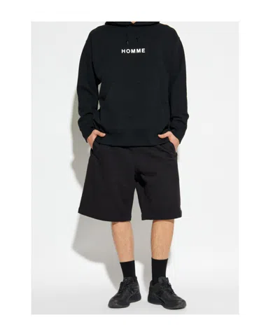 Comme Des Garçons Relaxed-fit Black Hoodie With Front Logo Print In Black