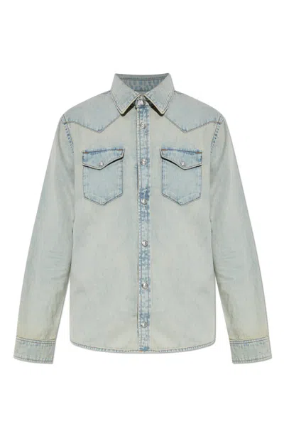 Zadig & Voltaire Womens Light Blue Saby Flap-pocket Denim Shirt In Blue