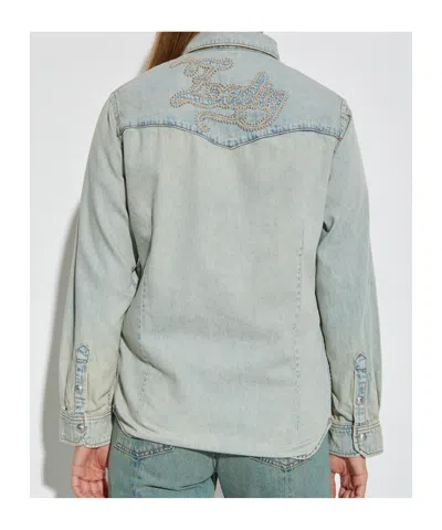 Zadig & Voltaire Womens Light Blue Saby Flap-pocket Denim Shirt In Blue