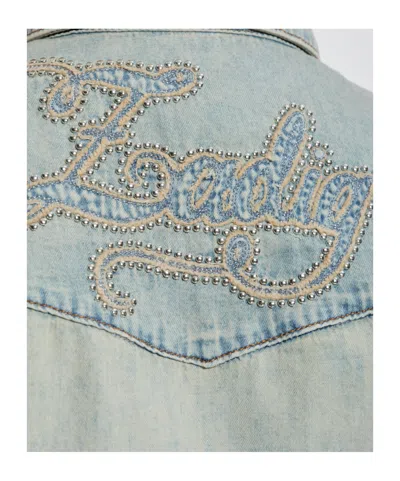 Zadig & Voltaire Womens Light Blue Saby Flap-pocket Denim Shirt In Blue