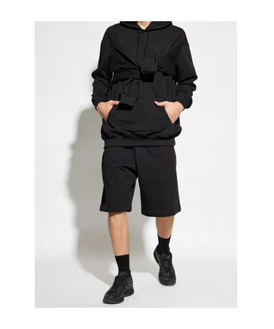 Comme Des Garçons Brushed Wool Black Shorts In Black