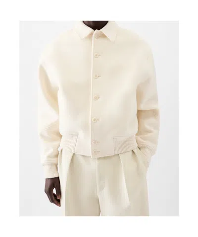 Jacquemus Felt Wool Bomber Jacket In White