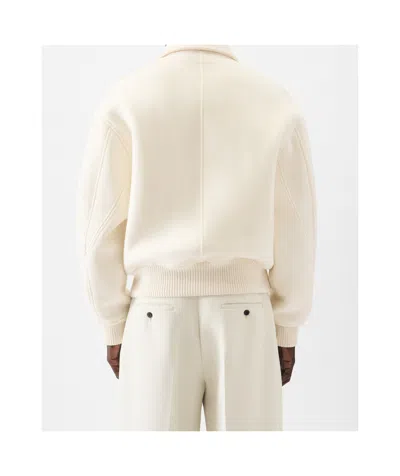 Jacquemus Felt Wool Bomber Jacket In White