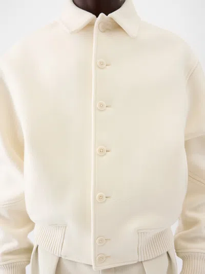 Jacquemus Felt Wool Bomber Jacket In White