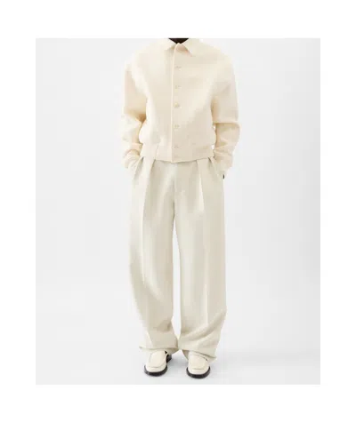 Jacquemus Felt Wool Bomber Jacket In White