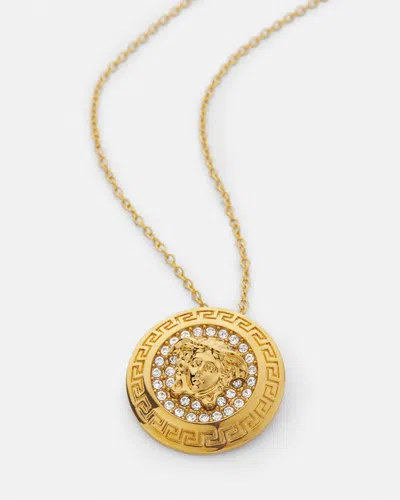 Versace Crystal La Medusa Chain Necklace In Gold