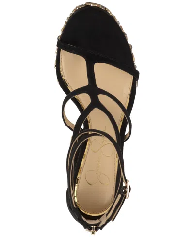 Jessica Simpson Women's Aamina Strappy Platform Anniversary High-heel Charm Sandals In Black