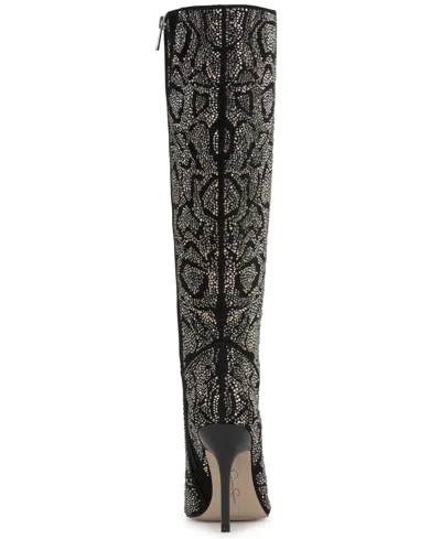 Jessica Simpson Women's Lovienn Rhinestone Stiletto Knee-high Dress Boots In Black