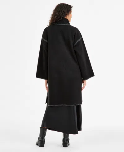 Bcbgmaxazria Petite Button-front Scarf Coat In Black