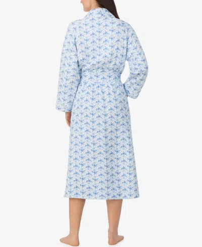 Eileen West Women's Long Sleeve Diamond Quilt Ballet Wrap Robe In Blue