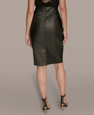 Donna Karan Women's Wrap Waist Faux Leather Pencil Skirt In Black