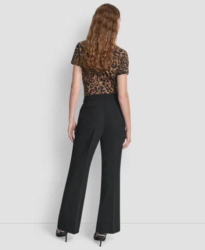 Dkny Women's Double Weave Wide Leg Pants In Black