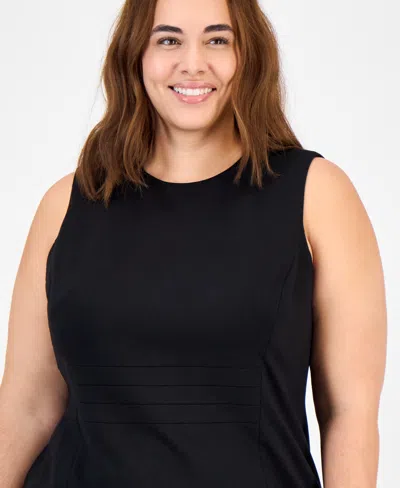 Kasper Plus Size Crewneck Sleeveless Sheath Dress In Black