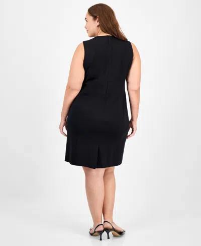 Kasper Plus Size Crewneck Sleeveless Sheath Dress In Black