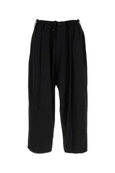 Yohji Yamamoto Tailored Cropped Trousers Elastic Waistband In Black