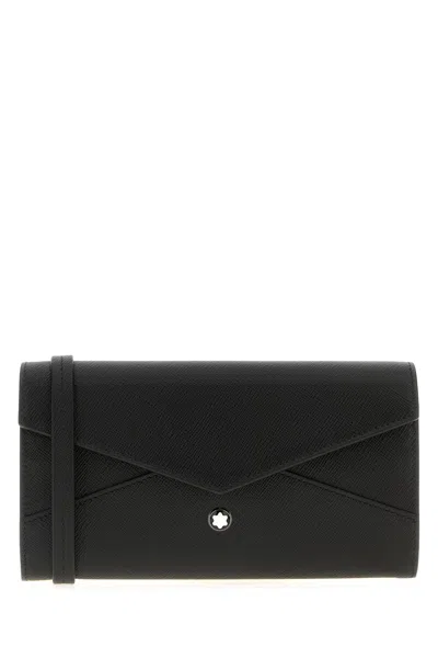 Montblanc Textured Leather Cardholder Featuring Strap Detail In Black