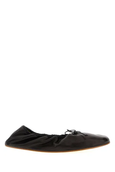The Row 10mm Hereditas Leather Ballerina Flats In Black