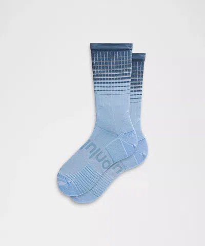 Lululemon Unisex Power Stride Crew Socks Reflective Grid In Blue