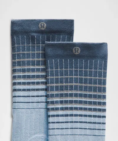 Lululemon Unisex Power Stride Crew Socks Reflective Grid In Blue