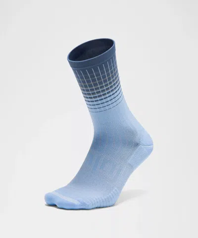 Lululemon Unisex Power Stride Crew Socks Reflective Grid In Blue
