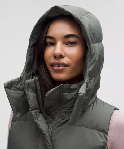 Lululemon Wunder Puff 600-down-fill Cropped Vest In Green
