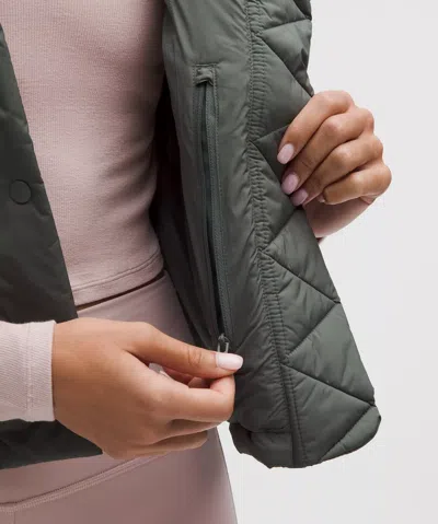 Lululemon Wunder Puff 600-down-fill Cropped Vest In Green