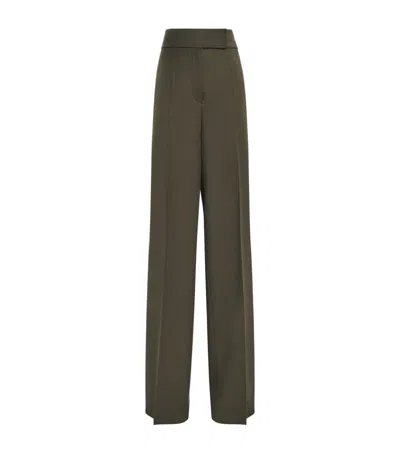 Max Mara Wide Leg High Waist Trousers Arturo In Green