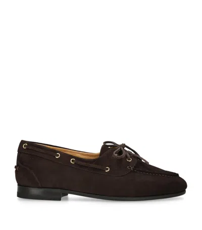 Bally Suede Plume Boat Shoes In Brown