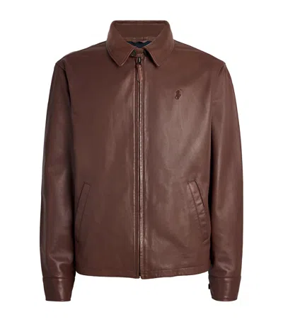Polo Ralph Lauren Brown Jacket With Classic Collar And Pony Embroidery On The Front In Leather Man In Brown