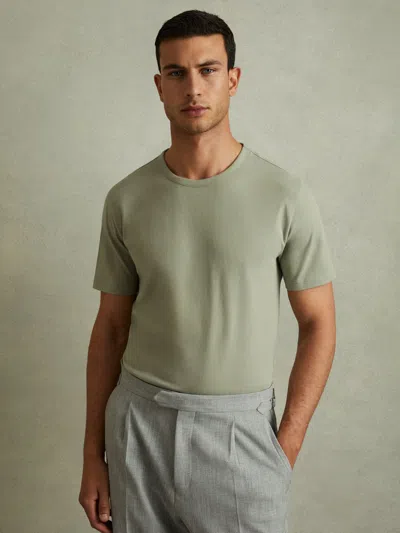 Reiss Sage Cotton Crew Neck T-shirt In Green