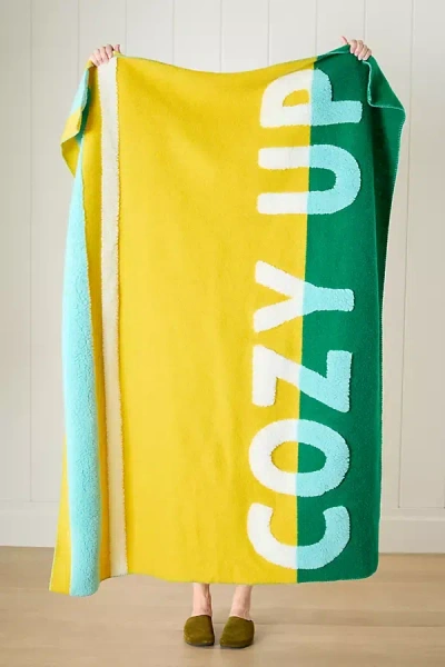 Anthropologie Juno Wool Blend Sherpa Fleece Throw Blanket In Multi