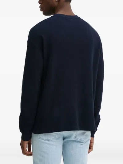 American Vintage Waffle-knit Crew-neck Jumper In Black