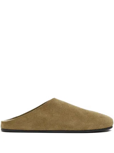 The Row Beige Hudson Suede Slide Loafers In Nude