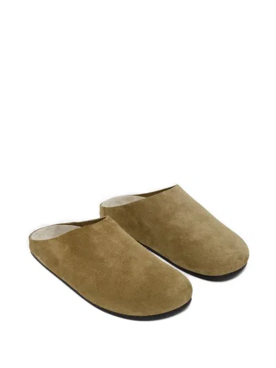 The Row Beige Hudson Suede Slide Loafers In Nude