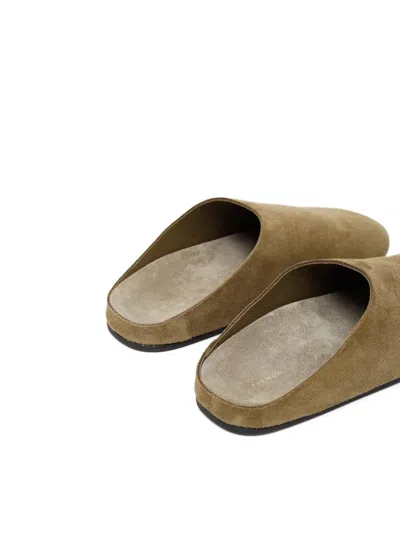 The Row Beige Hudson Suede Slide Loafers In Nude