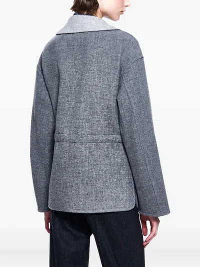 Giorgio Armani Single-breasted Jacket In Wool And Cashmere Double Cloth In Gray
