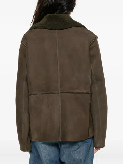 Kristensen Du Nord Shearling-trimmed Buttoned Jacket In Brown