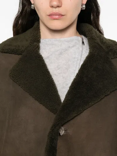 Kristensen Du Nord Shearling-trimmed Buttoned Jacket In Brown