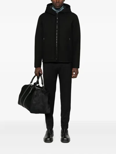 Herno Hooded Zip-front Jacket In Black