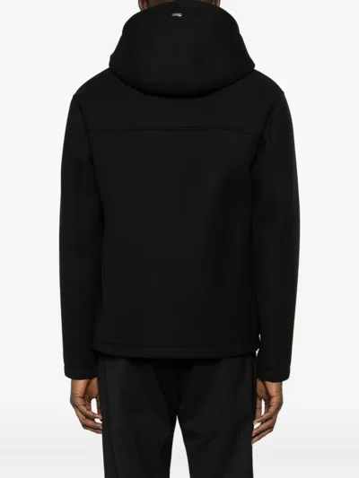 Herno Hooded Zip-front Jacket In Black