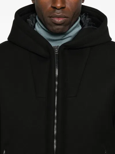 Herno Hooded Zip-front Jacket In Black