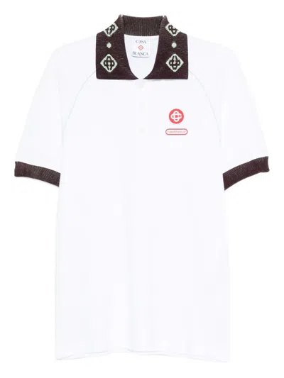 Casablanca Piqu Cotton Polo Shirt In White