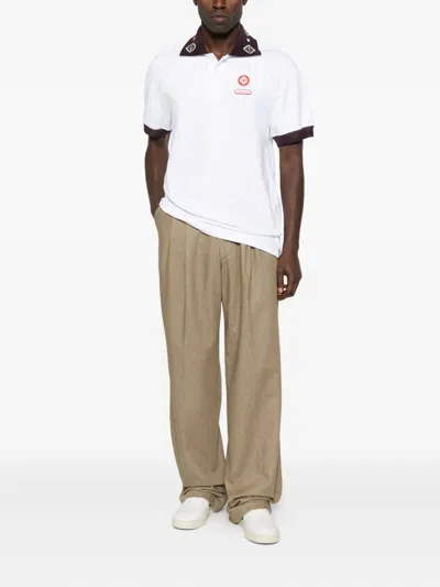 Casablanca Piqu Cotton Polo Shirt In White