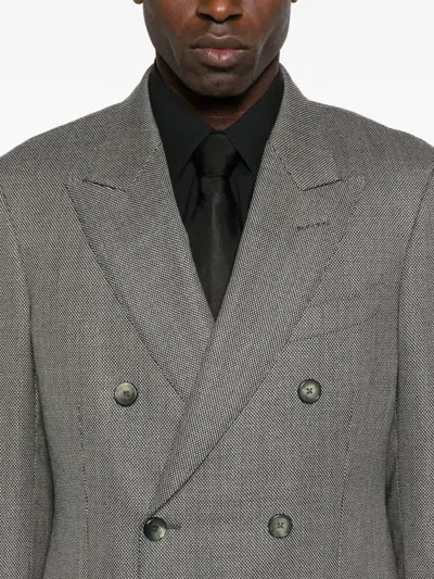 Tom Ford Double-breasted Wool Blazer In Gray